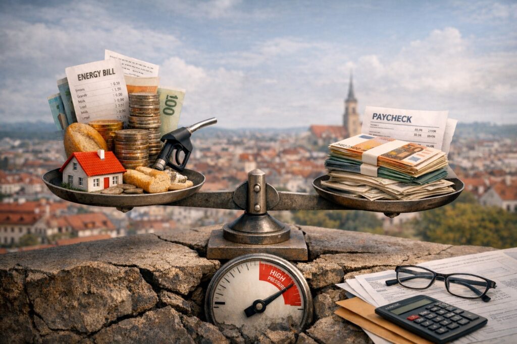 Europe Cost of Living Index 2026 visual showing everyday expenses and income pressure across Europe, part of Finorum’s cost of living analysis