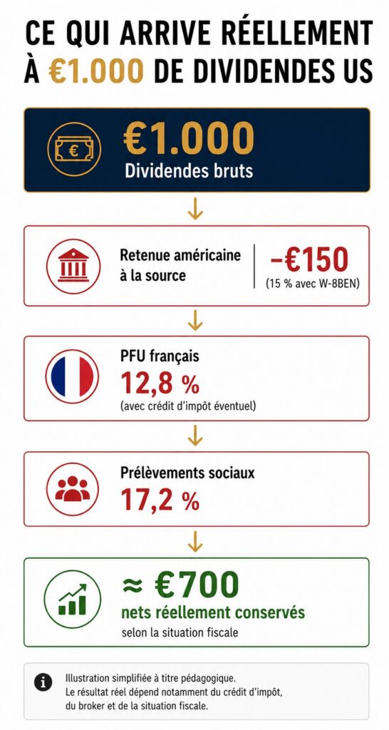 Impact de la fiscalité américaine et française sur des dividendes US pour un investisseur français